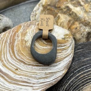 “Handmade pebble ring, size I½, natural stone eco-friendly jewellery”