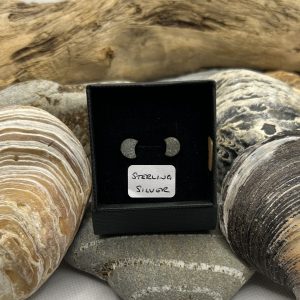 Sterling Silver Crescent Moon Shaped Stone Earrings