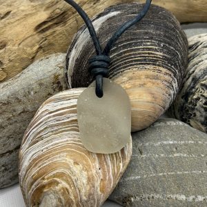 Large Clear Frosted Sea Glass Pendant