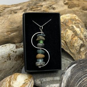 Sterling Silver S Shaped Pendant With Sea Glass