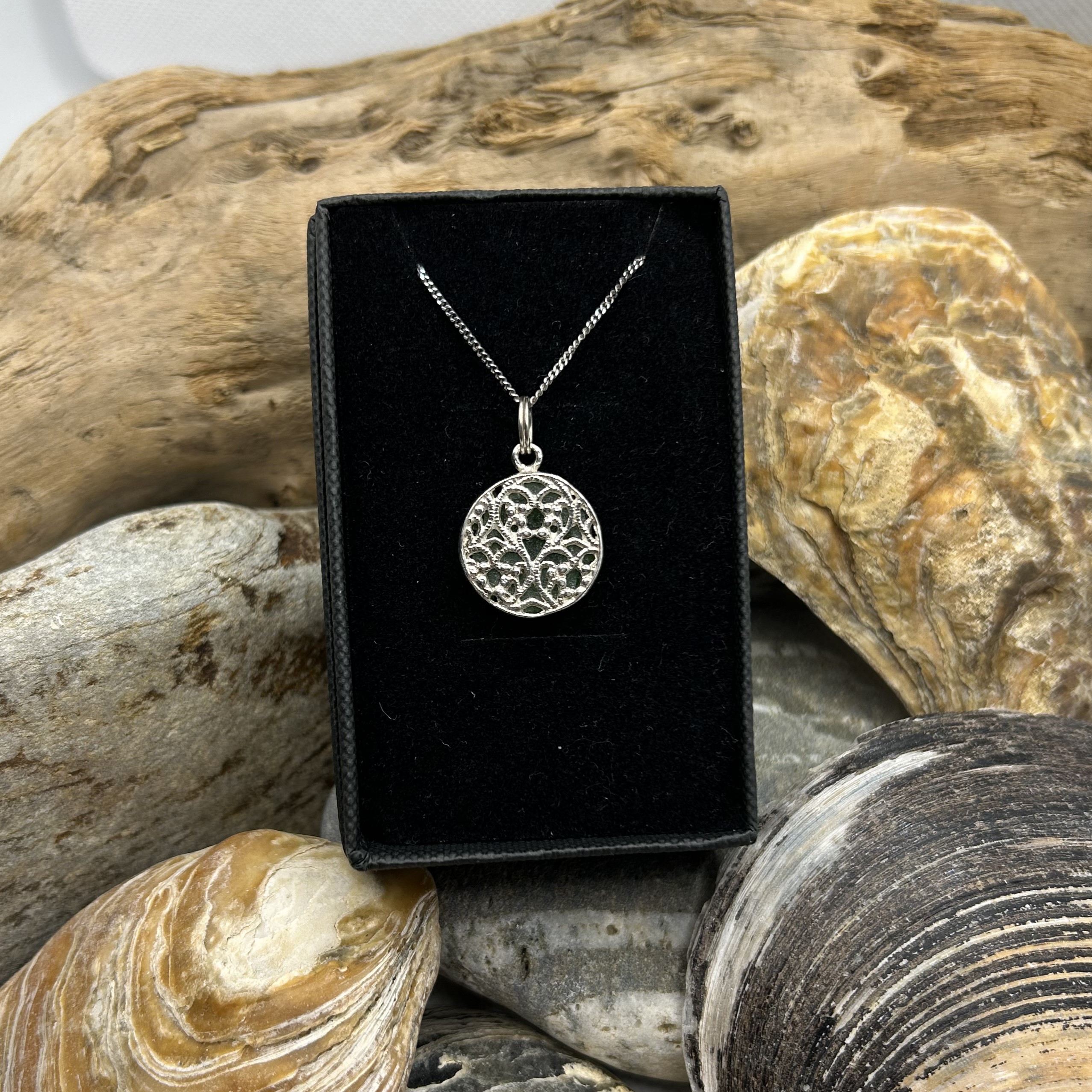 Sterling Silver and Green Sea Glass Pendant - Image 2