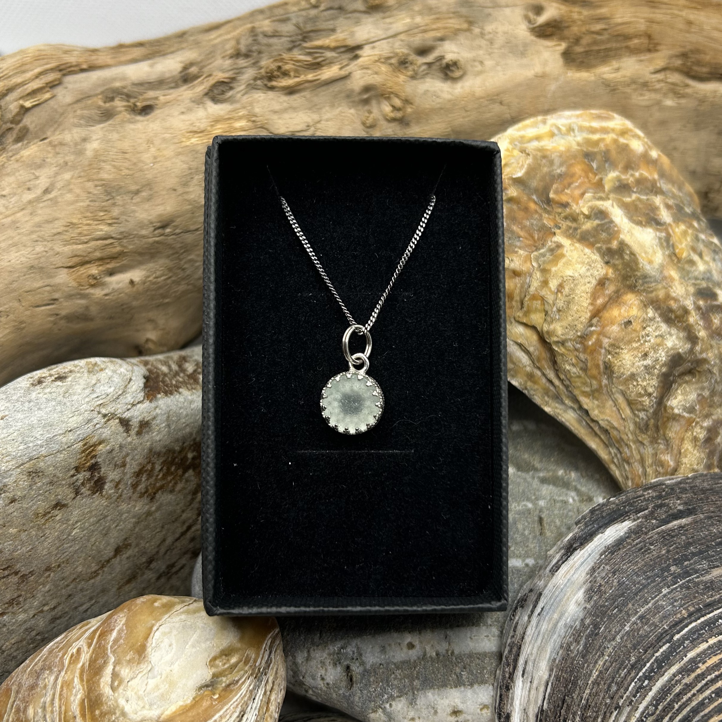 Sterling Silver and Frosted Sea Glass Pendant