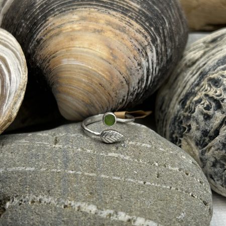 Sterling Silver with Sea Glass Adjustable Ring
