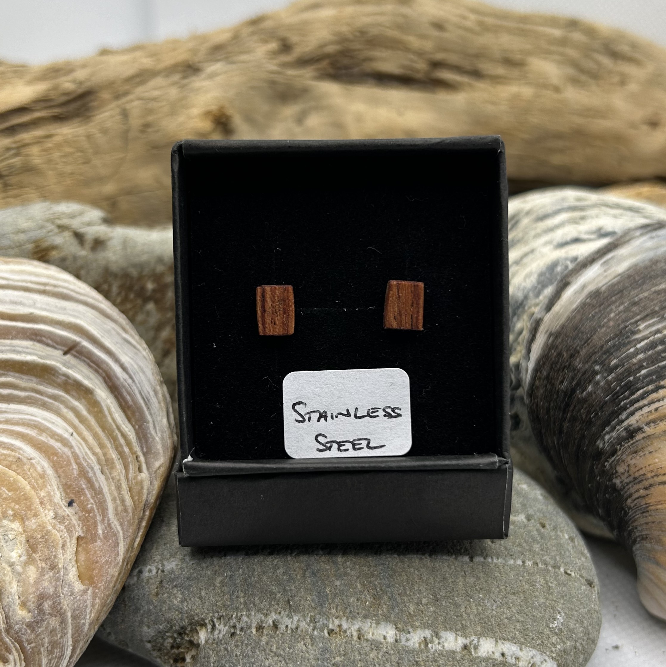 Red Brown Stainless Steel Earrings