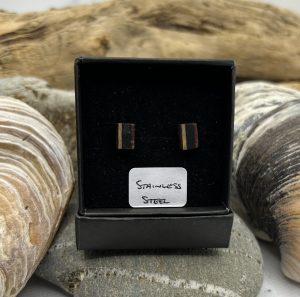 Black and Browns Wooden Stainless Steel Earrings