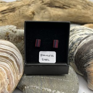 Pink, Red and Blue Wooden Stainless Steel Earrings