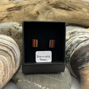Multi Stripe Wooden Stainless Steel Earrings