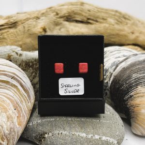 Pink Ivory Wooden Sterling Silver Earrings