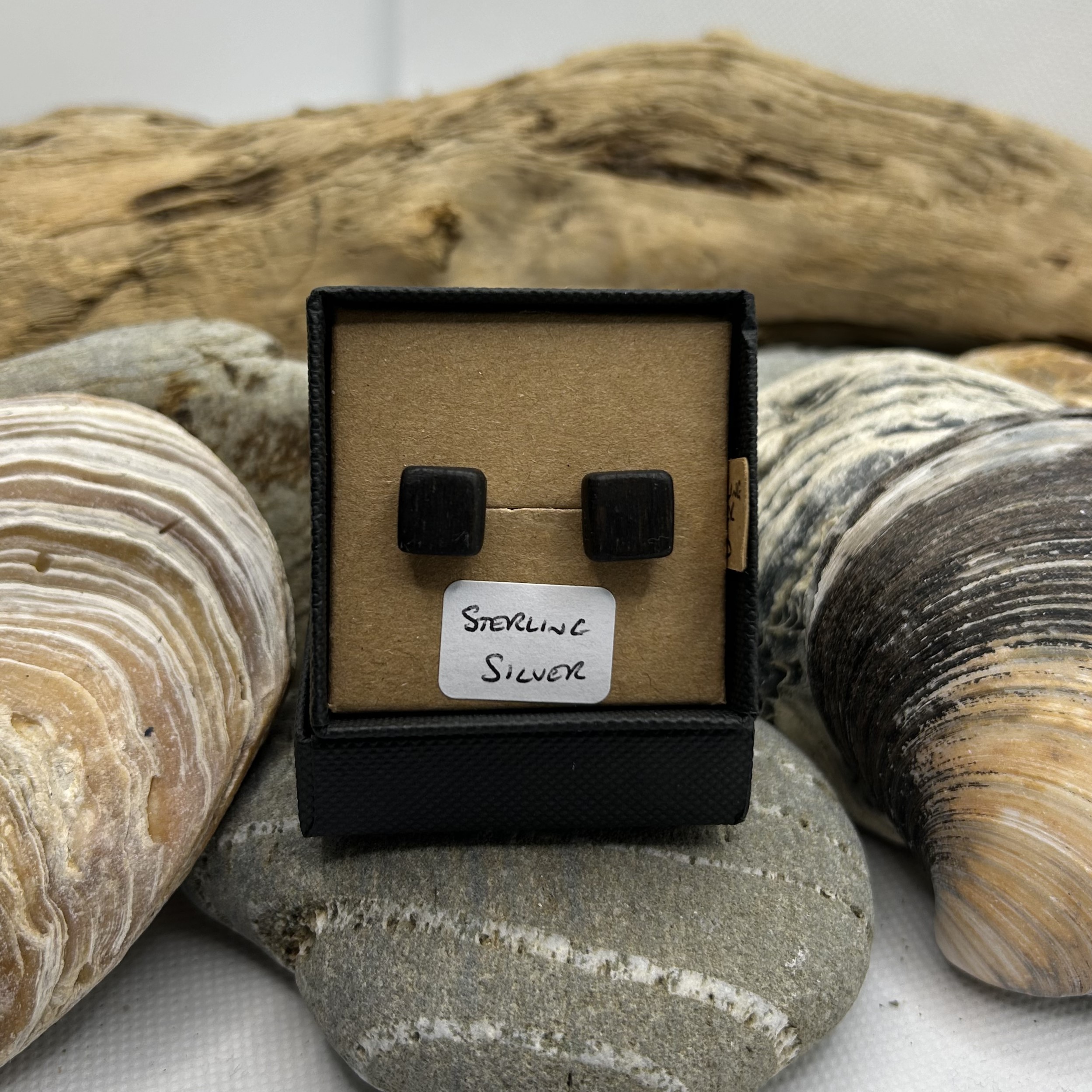 Bog Oak Wood Sterling Silver Earrings