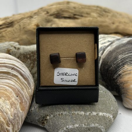 Walnut Wood Sterling Silver Earrings