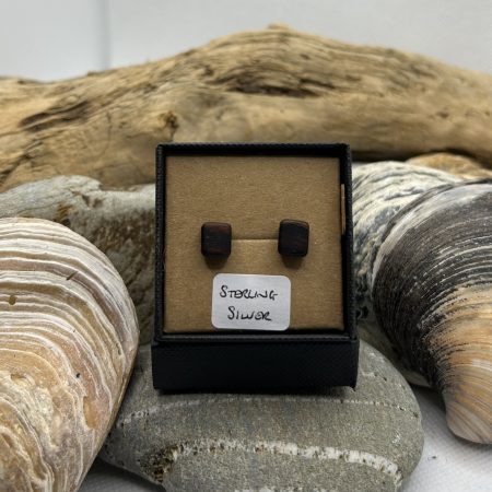 Walnut Wooden Sterling Silver Earrings