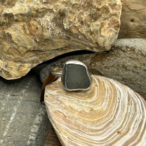 Handmade Sterling Silver Ring with Large Clear Sea Glass – Size Z½